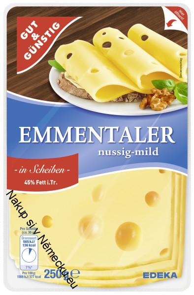 Emmentaler v plátcích 45% tuku 250g