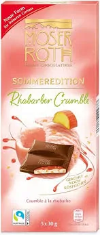 MOSER ROTH CHOCOLATE s rebarborovou náplní a kousky sušenek 150 g Letní Edice!!!