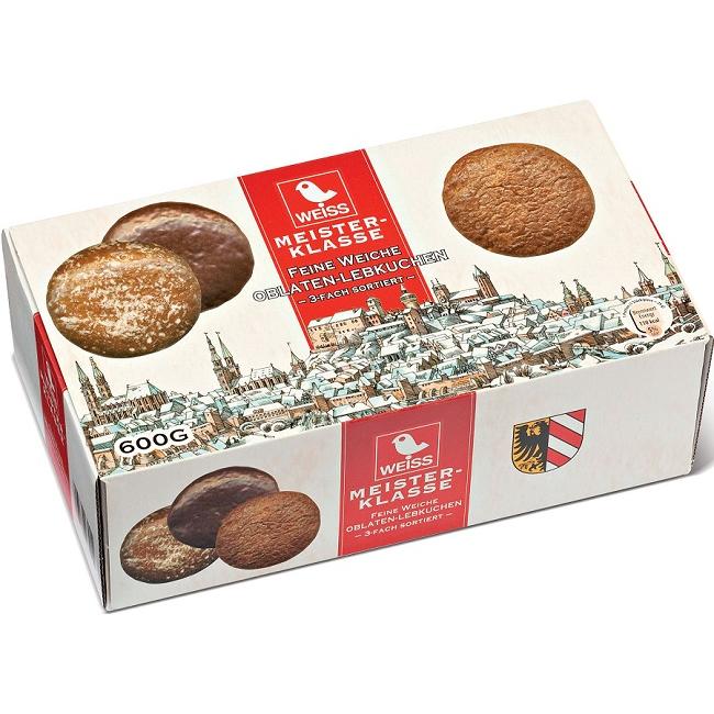 Weiss Mei. Feine Oblatenlebkuchen 3-fach 600g-3 druhy perníku