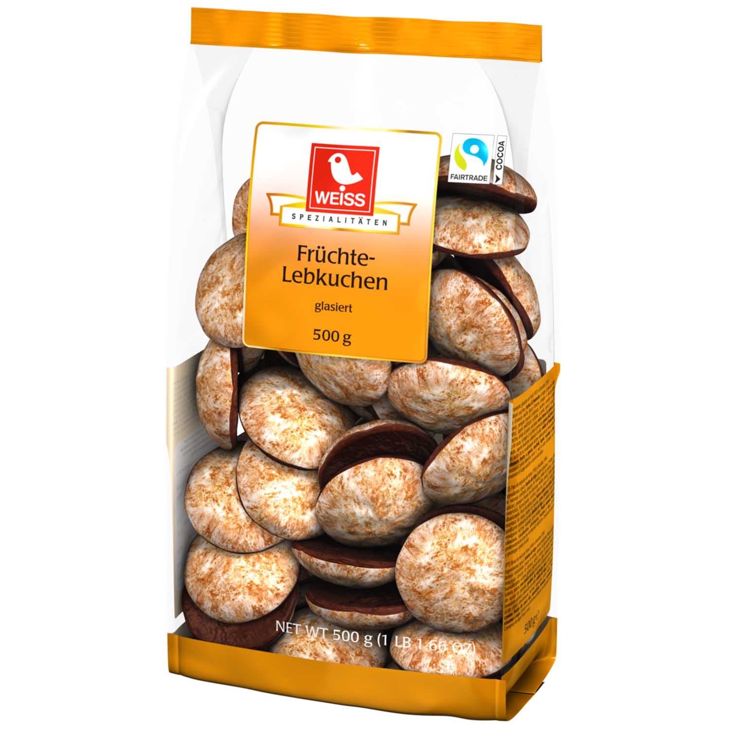 Früchte-lebkuchen glasiert 500g-Měkké, glazované hnědé perníkové koláčky s ovocem a čokoládou