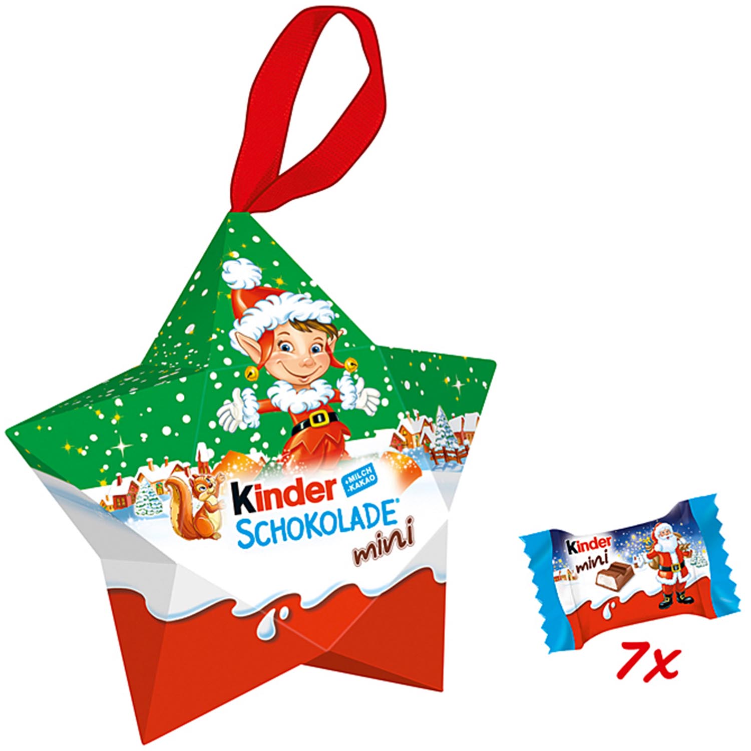 Kinder VÁNOČNÍ HVĚZDIČKA 42g 7 ks čokoládek zeléná