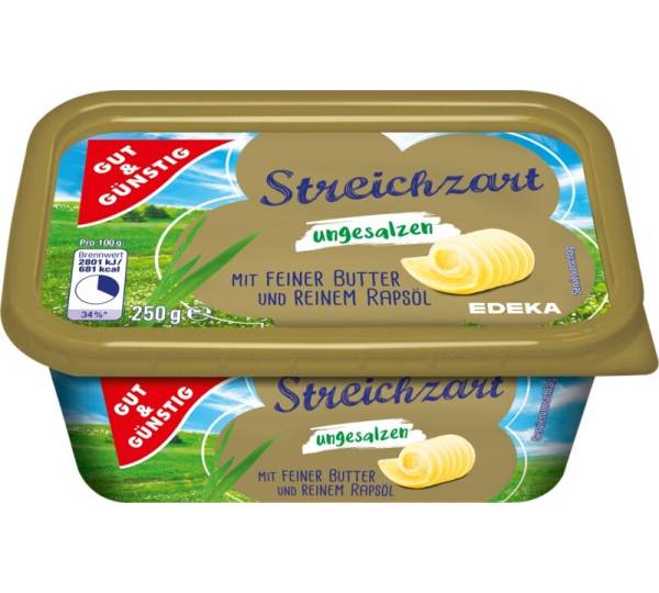 Edeka Streichzart ungesalzen roztíraté nesolené máslo 250g