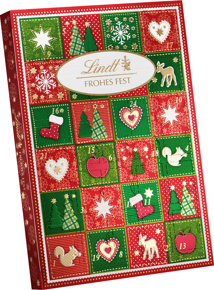 Lindt adventní kalendář Frohes fest 115g-barevný