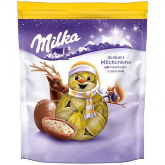 Milka jemné koule s mléčnou krémovou náplní a kousky lískových oříšků 86 g