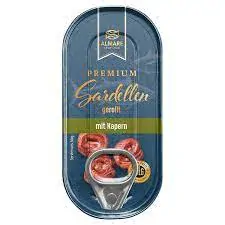 ALMARE Premium Filety sardele v plechovce 50g, rolované s kapary