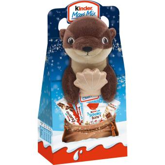 Kinder Maxi mix s vánočním plyšákem vydra - 'Finley Flink' 133g