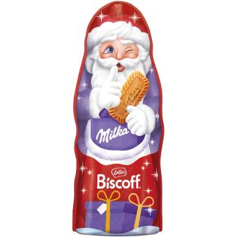 Milka Santa Claus Biscoff 95g - mléčná čokoláda s karamelizovanými kousky sušenek