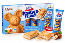 Choceur Milch Mäuse Knusper Freunde – oplatky s mlékem a ořechovým krémem v mléčné čokoládě 108 g