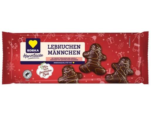 Edeka perníkoví panáčci v hořké čokoládě s mléčným dekorem 200 g
