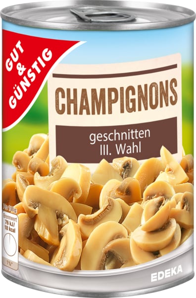 Žampióny v plechu krájené 290g