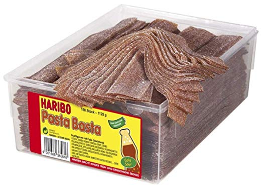 Haribo Pastabasta - Želé kyselé pásky cola 1125g (dóza 150ks)