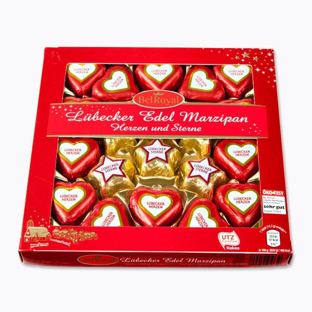 Lübecker Edel Marzipan Srdce a hvězdy 250g