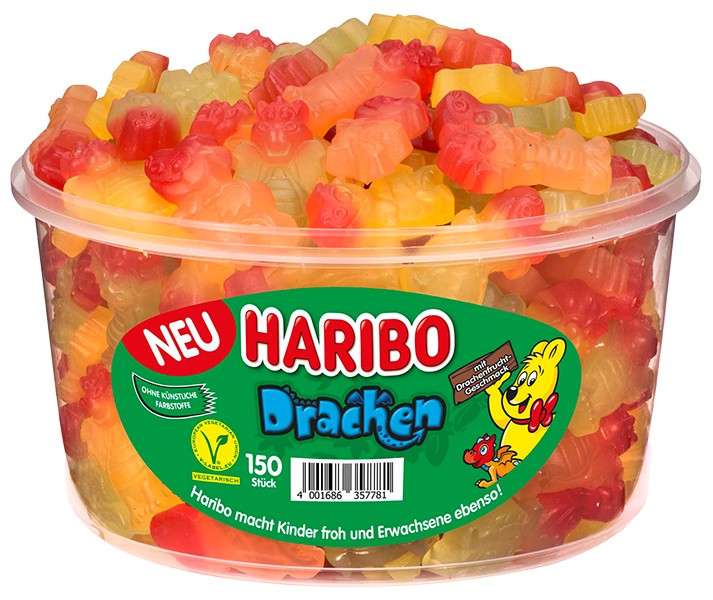 Haribo Drachen draci dóza 150ks 1350g