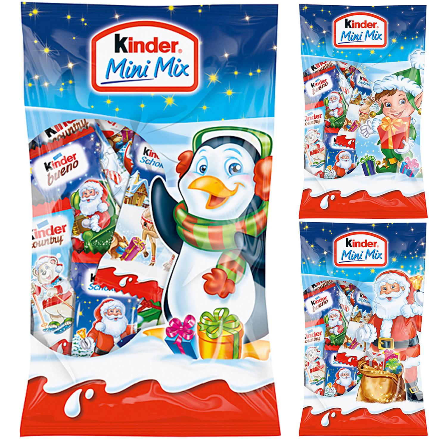 Kinder MINI MIX VÁNOČNÍ SANTA, tučňák, skřítek - 54g