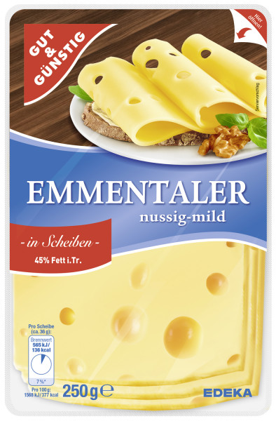 Emmentaler v plátcích 45% tuku 250g