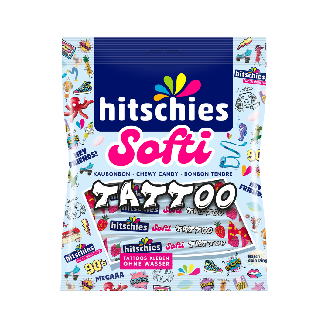 Hitschler - Softi Bar žvýkací bonbóny s tetováním 75g