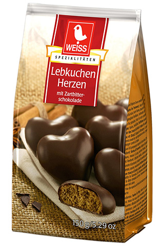 Weiss Perníkové srdce v hořké čokoládě 150g