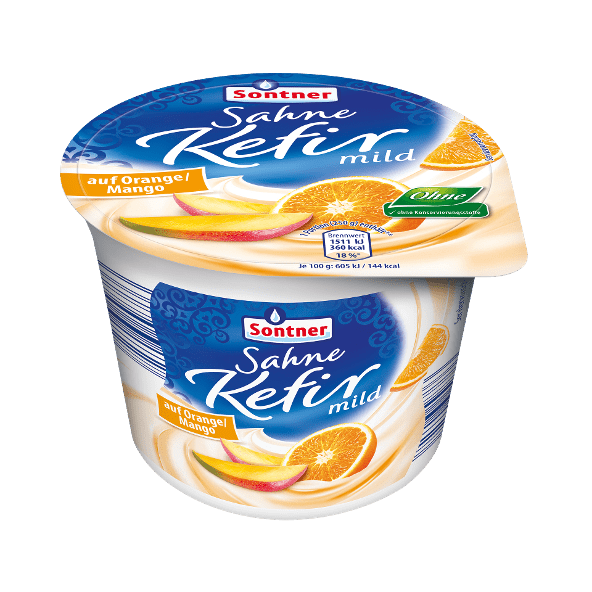 Jemný kefír s ovocem Pomeranč Mango 250g