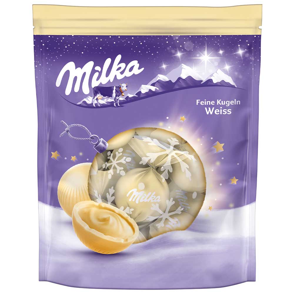Milka čokoládové koule Feine Kugeln Weiß 90g