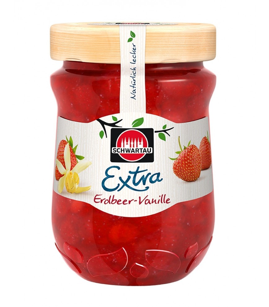 Schwartau Extra Konfitüre Erdbeer-Vanille, 340 g , džem jahoda s vanilkou