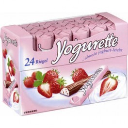 Yogurette 24 jednotlivě balených tyčinek mléčné čokolády s jahodovo-jogurtovou náplní, 300g