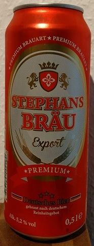 Stephans Bräu export světlý ležák, plech 5,2% alkoholu 500ml