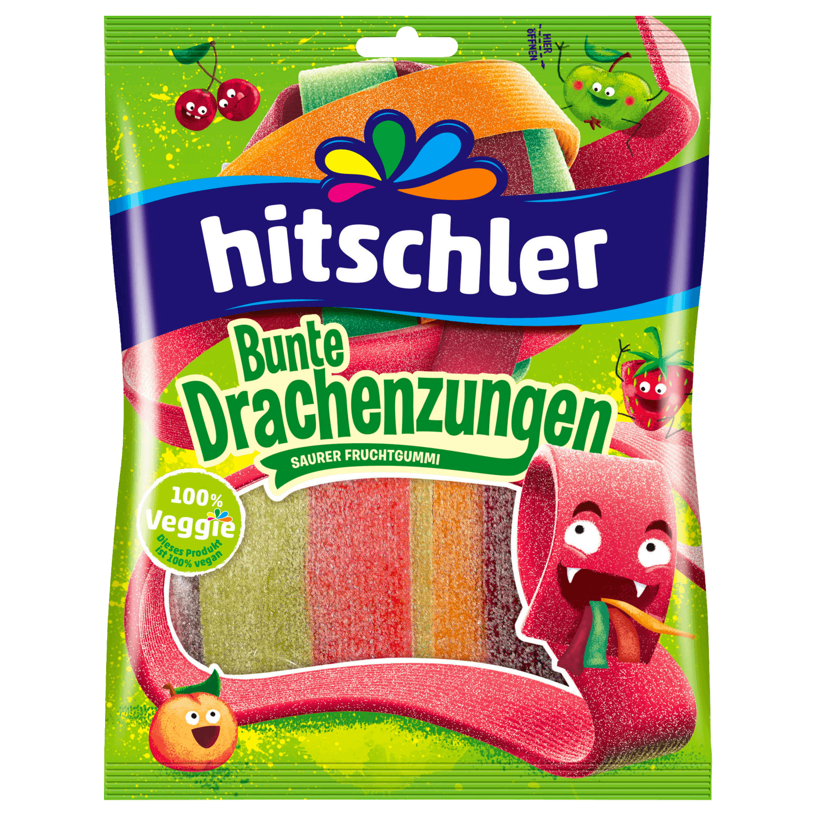 Hitschler Drachenzungen sauer 125g-kyselé jazyky