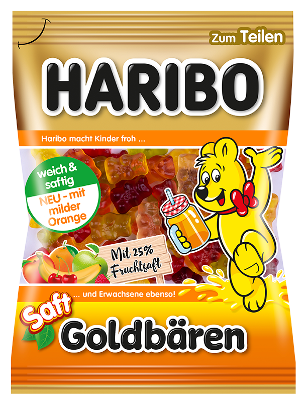 Haribo Saft Goldbären 160 g, bonbony s 25 % ovocné štávy