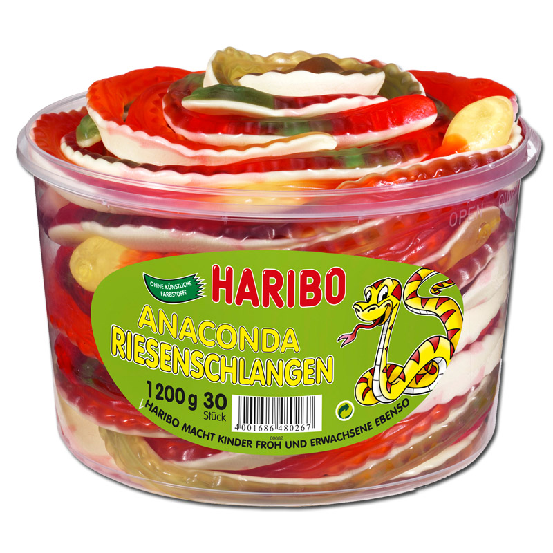 Haribo anaconda obří hadi, ovocná guma pěnový cukr 30 kusů 1,2kg