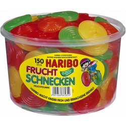 Haribo Frucht Schnecken 1200g-Ovocní šneci v dóze 150 kusů