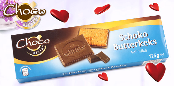 Schoko Butterkeks Vollmilch- Choco Bistro - 125 g-máslové sušenky s mléčnou čokoládou