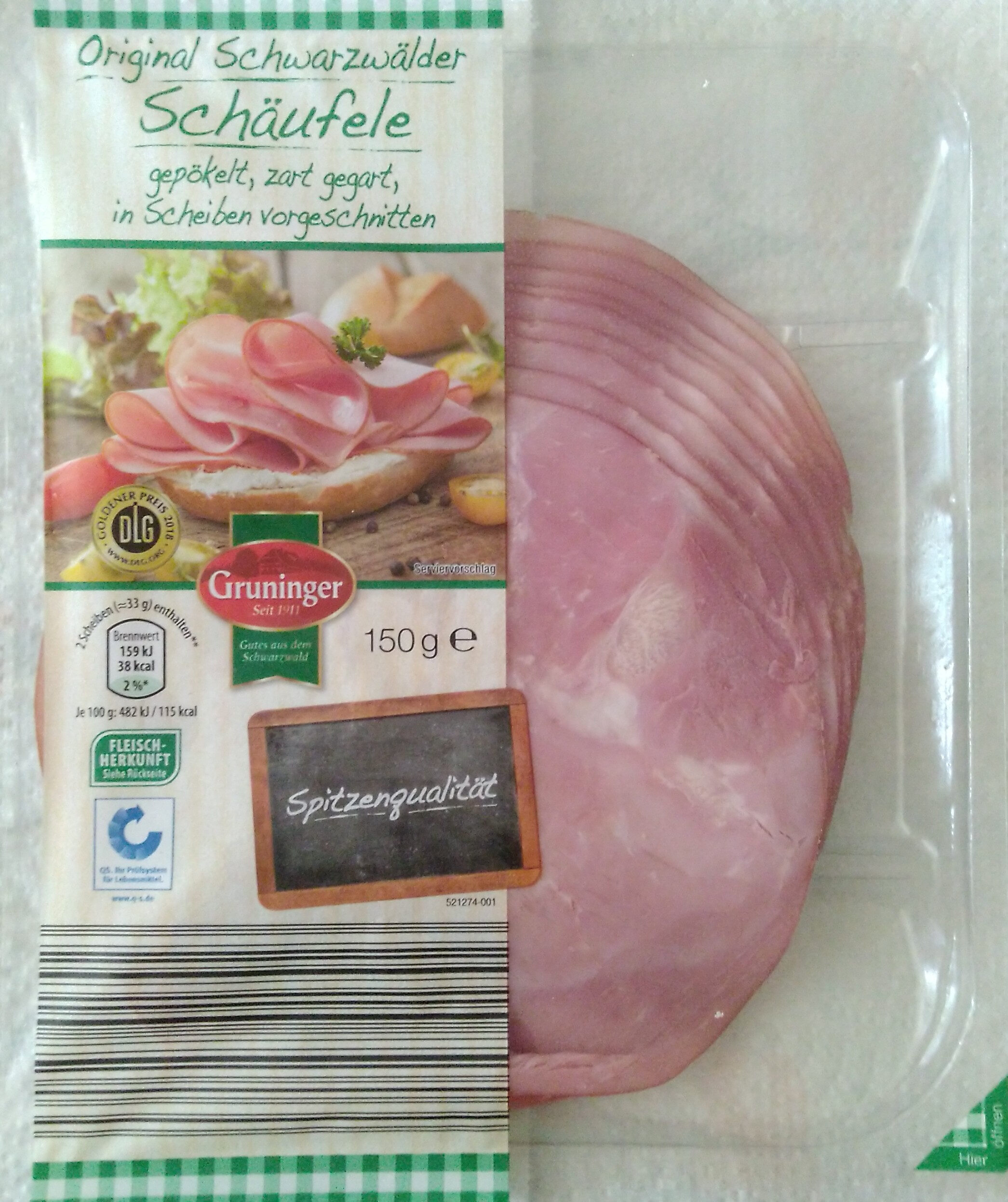 Original Schwarzwälder Schäufele - Gruninger - 150 g výběrová vepřová šunka