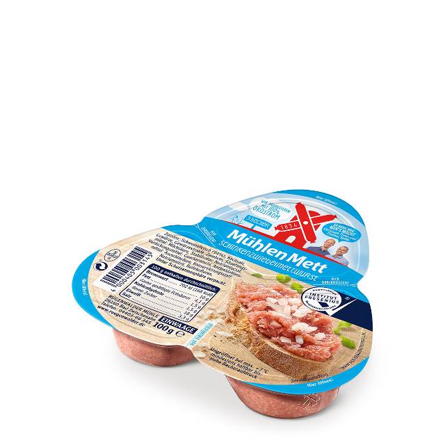 Mühlen Mett Schinken-Zwiebelmettwurst 100g