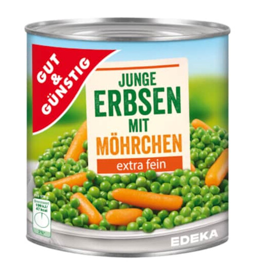 Mladý hrášek + mrkev extra jemný 800g
