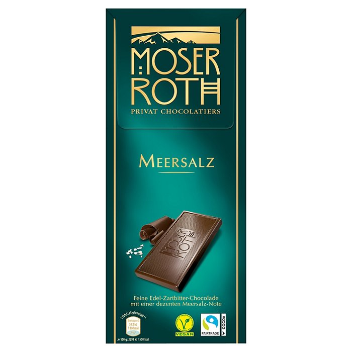 MOSER ROTH-hořká čokoláda s mořskou solí 125g