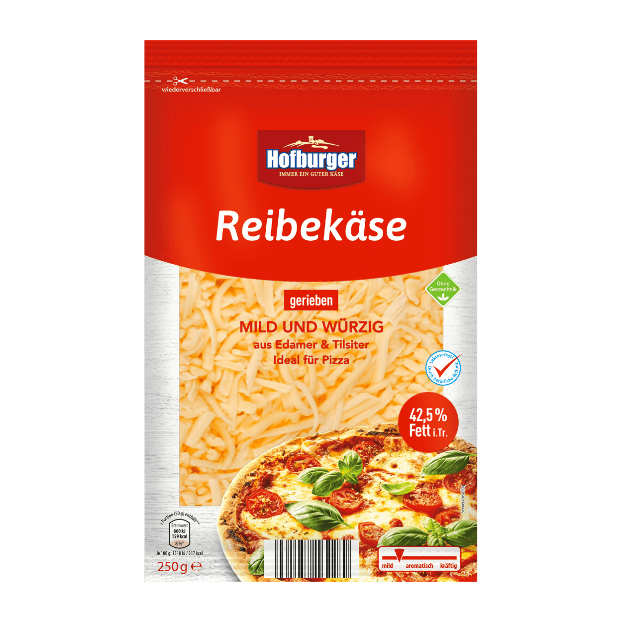 HOFBURGER strouhaný sýr 250g 42,5% tuku