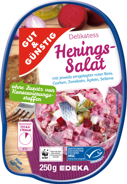 GUT&GÜNSTIG Delikatess Hering-Salat 250g-rybí salát červený