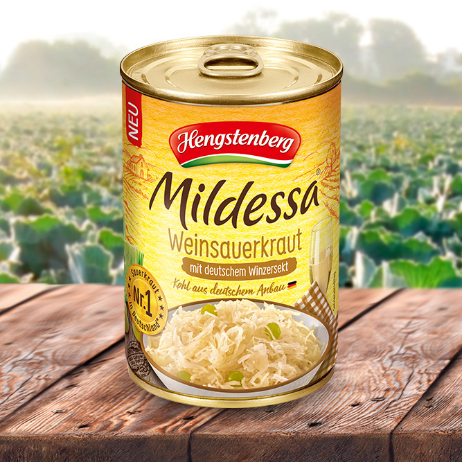 Hengstenberg Mildessa Sauerkraut 810 g Bílé zelí v plechu