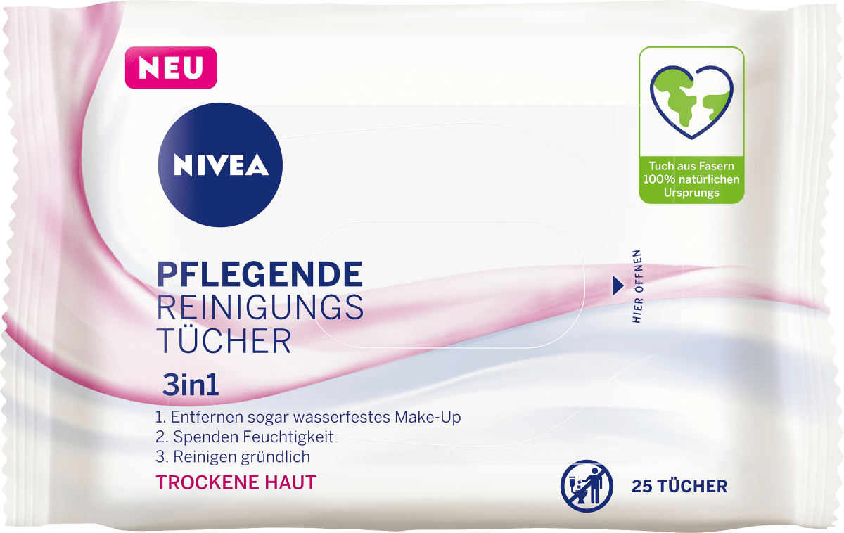 Nivea Reinigungstücher pflegend 3in1 Výživné čisticí ubrousky, 25 ks