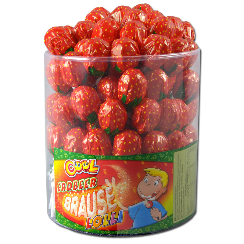 Cool jahodová šumivá lízátka 100 kusů