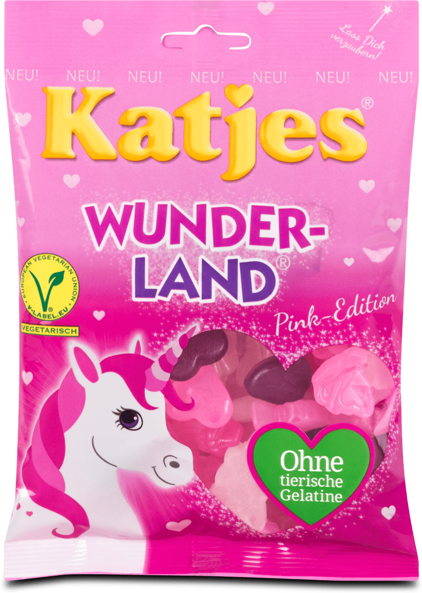 Katjes 175g Wunderland - růžová edice jednorožce a ovocnou příchutí 175g