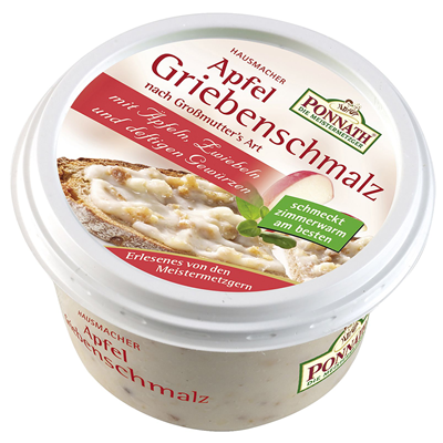 Ponnath Apfel Griebenschmalz 200g-Jablečné sádlo Ponnath 88% tuku
