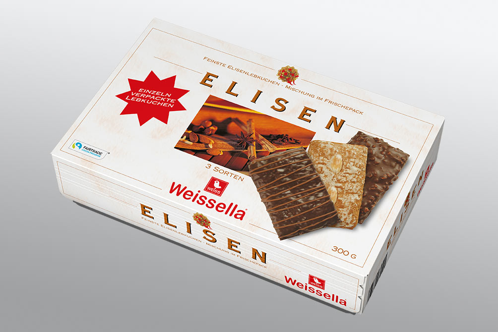 Weissella Elisenlebkuchen 3fach tři druhy perníčků v krabici 300g