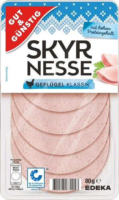 Gut & Günstig Skyrnesse Geflügel klassik 80g. drůbeží salám