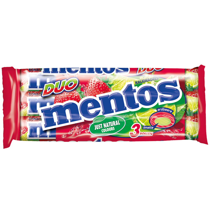 MENTOS DUO Dragees 3x38g- jahoda, limetka