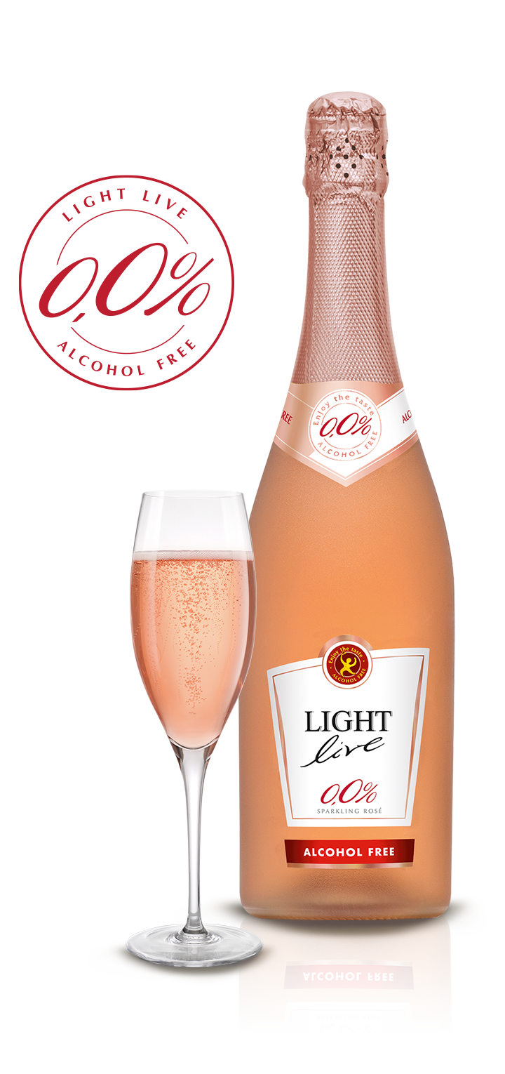 LIGHT LIVE SPARKLING ROSÉ -ŠUMIVÉ RŮŽOVÉ 0,0 % alkoholu 0,75L
