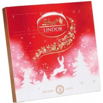 Lindt Lindor Adventní kalendář MIX 109g-červený