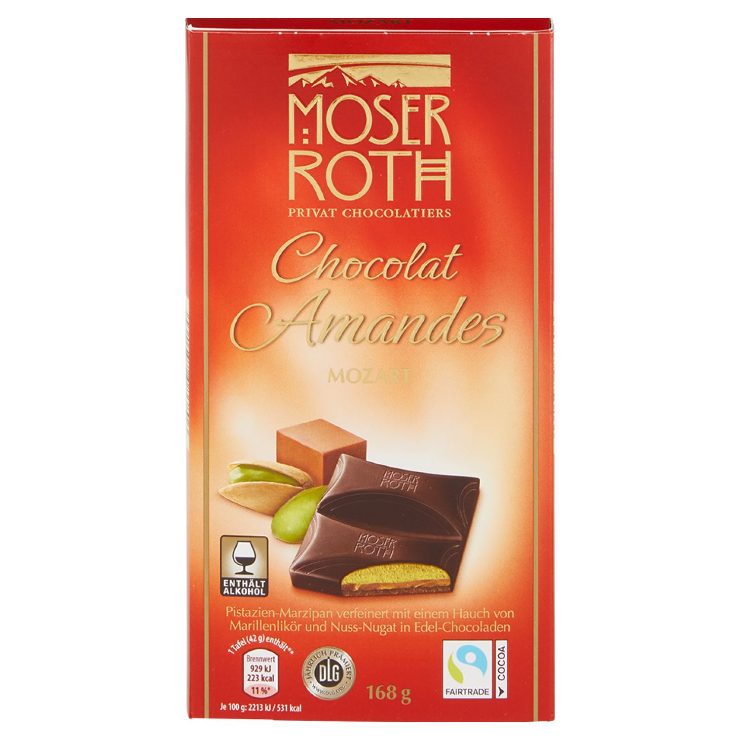 Moser Roth Chocolat Amandes Mozart 150g-hořká čokoláda s marcipánovou náplní