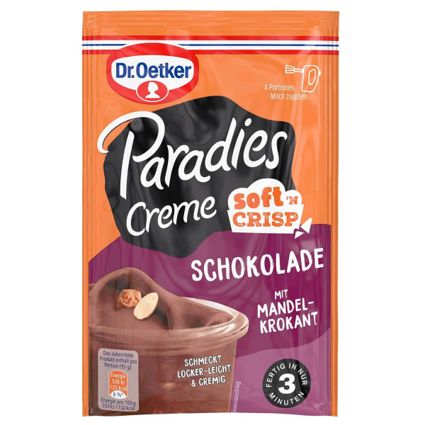 Dr.Oetker Paradise Cream Soft'n Crisp čokoládový pudink s křehkými mandlemi 81g