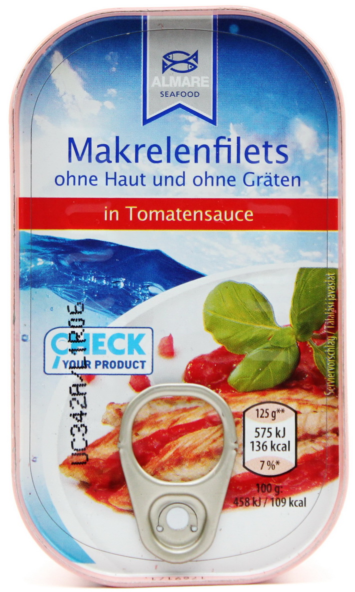 Makrela filety v tomatové omáčce 125g